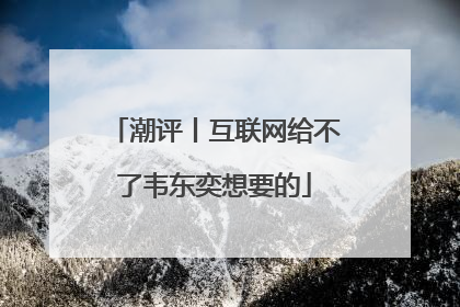 潮评丨互联网给不了韦东奕想要的